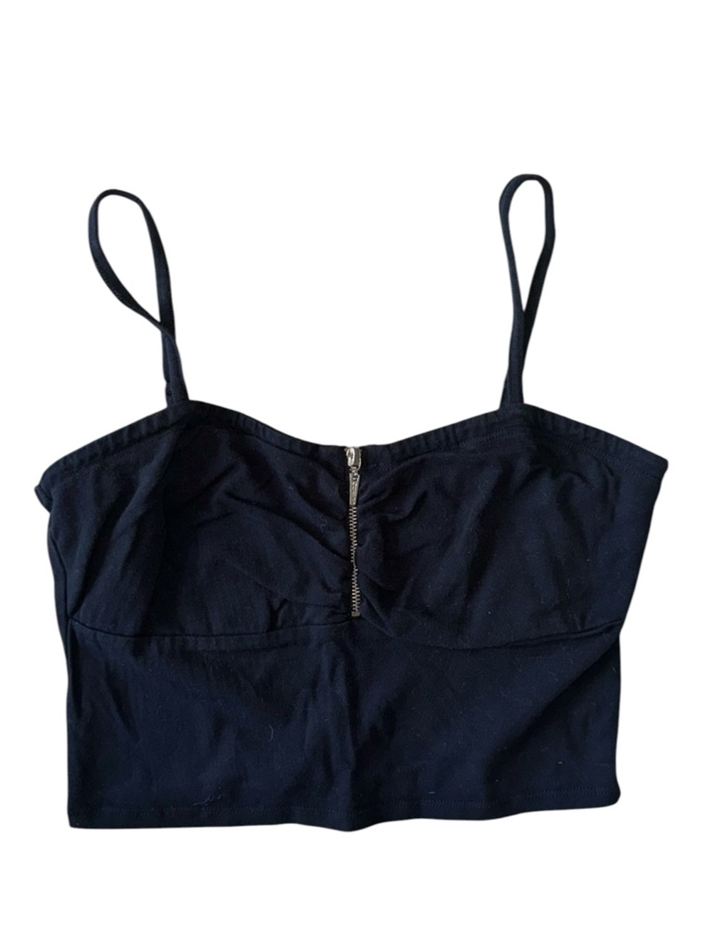 Guess Black Spaghetti Strap Zip Crop Camisole